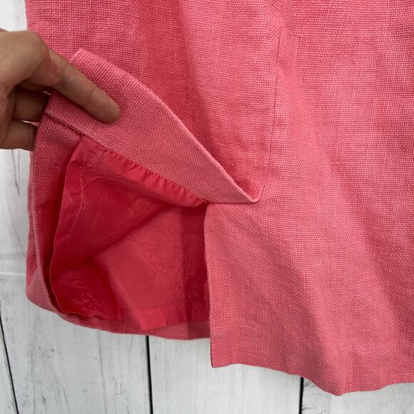 Linda Allard Ellen Tracy US 4 VINTAGE 80s Pink LINEN SILK Blend Pencil Skirt - Picture 6 of 9